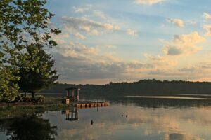 A view of the data assimilation study site: Beaverdam Reservoir in Gloucester, VA near sunset.