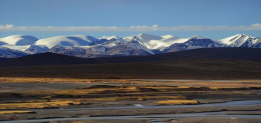 Snow Mountain Landscape of Tibet. A region dominated by lakes and glaciers triggering GLOFS and the formation of thermokarst lakes.