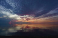 Sunset over Lake Superior where the winter stratification study was performed.