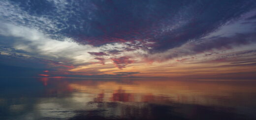 Sunset over Lake Superior where the winter stratification study was performed.